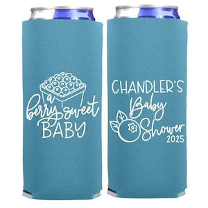 Blueberry Berry Sweet Baby Shower Favors: Custom Can Coolers (Slim 12 oz)