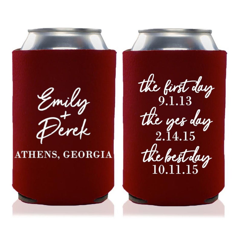 Custom Personalized Wedding Can Coolers Stubby Holders Wedding Favors Reception Favors for Guests