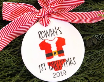 Baby's First Christmas Ornament  - Baby's 1st Christmas Ceramic Ornament, Baby Xmas Ornament, Baby Shower Gifts, We're Expecting Ornament