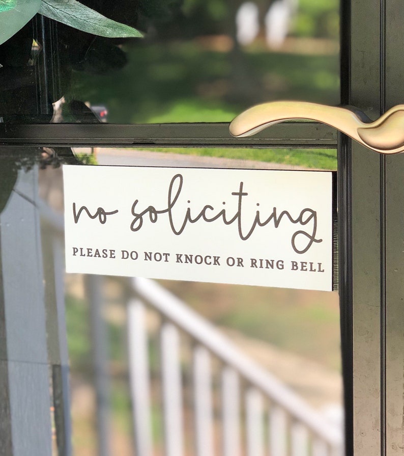 No Soliciting Metal Outdoor Door Sign, calligraphy signs, no soliciting signs image 1