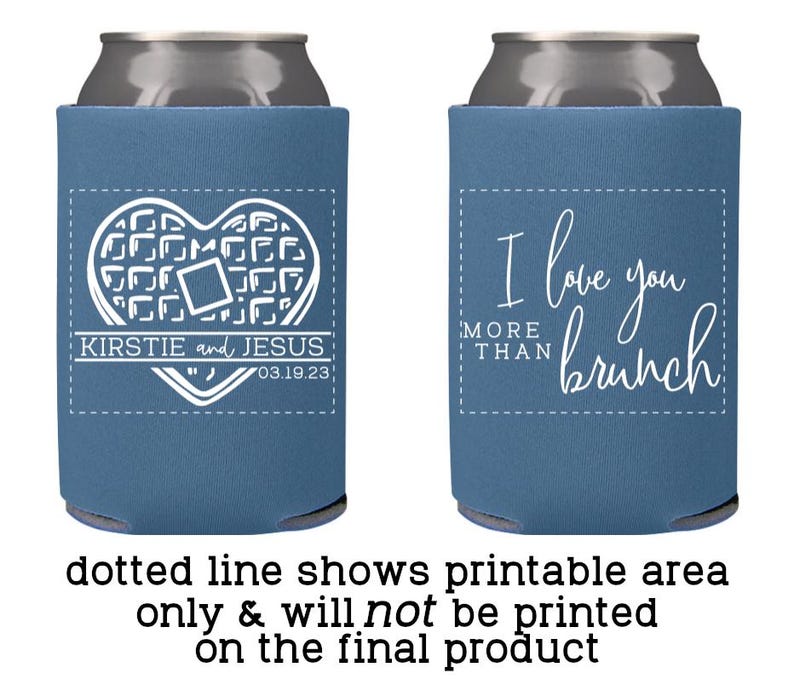 Brunch Wedding Favors Personalized | Waffles and Mimosa Brunch Can Coolers for Morning Reception or Sunrise Ceremony immagine 7