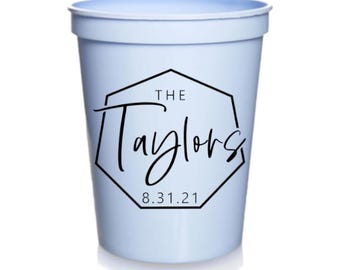 Modern Wedding Party Cups,| Wedding Favors | Personalized Wedding Cups | Reception Favors for Guests, Minimalist Wedding | 16 oz. Cups Cup