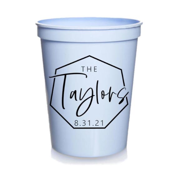 Modern Wedding Party Cups,| Wedding Favors | Personalized Wedding Cups | Reception Favors for Guests, Minimalist Wedding | 16 oz. Cups Cup