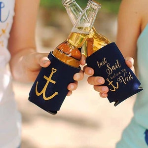 Bachelorette Party Favors Last Sail Before the Veil Can Cooler Package, Last Sail Before the Veil Bride Can Coolers image 3