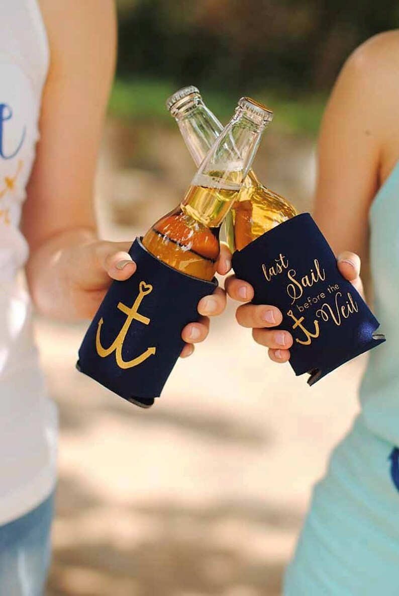 Bachelorette Party Favors Last Sail Before the Veil Can Cooler Package, Last Sail Before the Veil Bride Can Coolers image 3