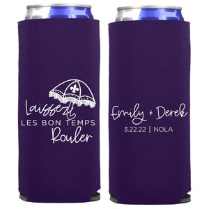 New Orleans Wedding Can Coolers | New Orleans Wedding Favors | Laissez Les Bon Temps Rouler | NOLA Wedding | Second Line | 12oz Slim Seltzer