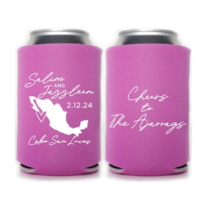 Cabo San Lucas Mexico Destination Wedding Can Coolers | Mexican Wedding Favors | Cabo Wedding | Tropical Beach Wedding Coolies | Cancun