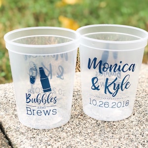 Bubbles and Brews Before the I Do's Personalized Pre-Wedding Weekend Cups | Rehearsal Dinner & Welcome Party | 16oz Stadium image 1