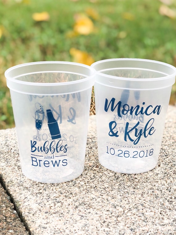 Bubbles and Brews Before the I Do's Personalized Pre-Wedding Weekend Cups | Rehearsal Dinner & Welcome Party | 16oz Stadium