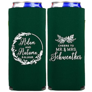 Botanical Garden Wedding Seltzer Drink Sleeves | Slim Wedding Seltzer Can Coolers | Whimsical Garden Wedding | Floral Wedding | 12 oz Slim