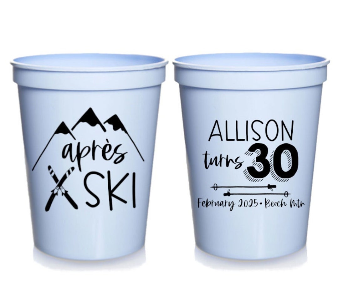 Apres Ski Birthday Party Cups | Birthday Cups | Ski Party Favors ...