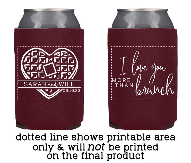 Brunch Wedding Favors Personalized | Waffles and Mimosa Brunch Can Coolers for Morning Reception or Sunrise Ceremony immagine 4