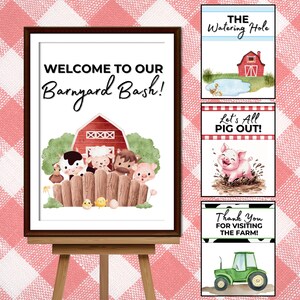 Farm Birthday Display Signs, Farm Party Decor Signs, Farm Birthday Welcome Sign, Farm Birthday Table Signs, Farm Theme Party Signs
