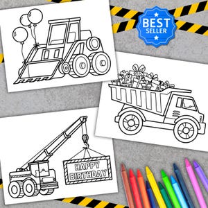 Páginas para colorir de aniversário de construção, atividade para festa de construção, tema de construção para imprimir, lembrancinha de festa para imprimir com tema de construção