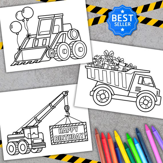 Construction Birthday Coloring Pages, Construction Party Activity, Construction Theme Printable, Construction Theme Printable Party Favor