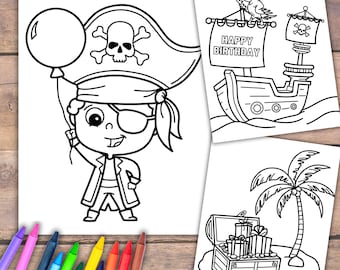 Dibujos para colorear de cumpleaños de piratas, dibujos para colorear de piratas, actividades para fiestas piratas, imprimibles piratas, descarga digital pirata