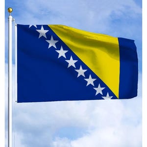 Bosnia Flag 3x5 ft (90x150 cm) Bosnian National Flag for Statehood Day Outdoor Decor Parade Protest Yard House Wall Sports Events Display