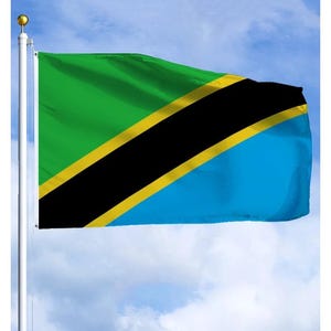 Tanzania Flag 3x5 ft (90x150 cm) Tanzanian National Flag Patriotic Outdoor Decor for Home Yard Festivals Events Sports Independence Day
