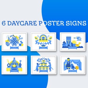 Daycare Kindergarten Learning Center Preschool Classrooms Play Center Advertising Area Separations 6 Minimalistic Poster Signs