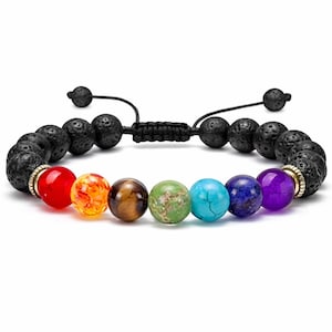 7 Chakra Bracelet + Energy Balance Roll-On | Spiritual Healing Set | Unisex Diffuser Jewelry