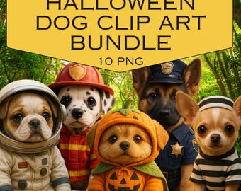 Halloween Dog Clipart Bundle – Cute Puppies in Costumes, Pirate ...