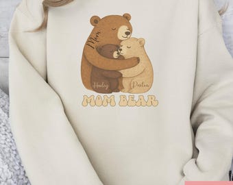 Personalized Mama Bear Sweatshirt: Custom Kids Names Mom Hoodie