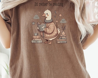 Comfort Colors Silly Goose Book T-Shirt: Cottagecore Reader Tee