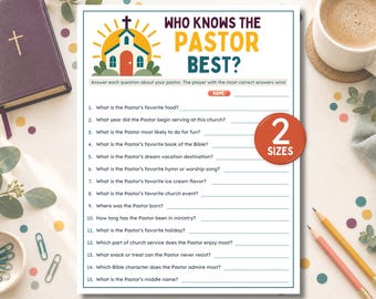 Who Knows the Pastor Best Game, Printable Pastor Appreciation Activity, Fun Pastor Trivia, Christian Youth Group Games, Church Ice Breaker