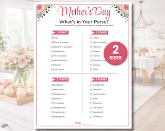 What's in Your Purse Mother's Day Game, Printable Purse Scavenger Hunt, Mother's Day Brunch Game, Family Reunion, Mom's Night Out Activity