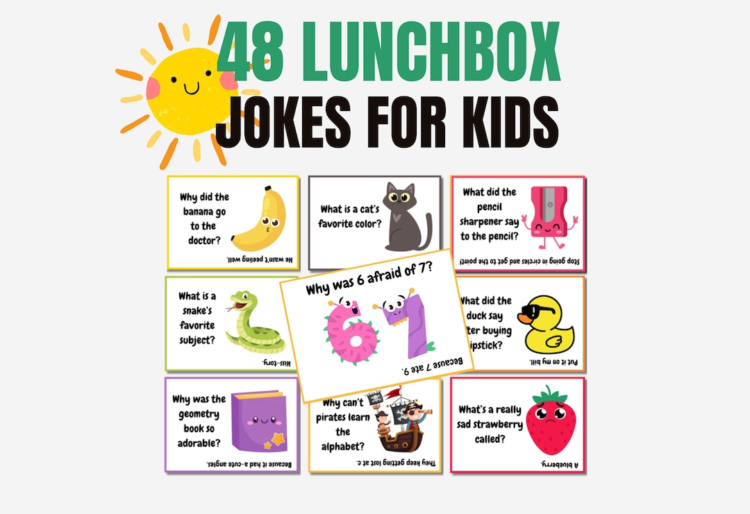 Joke Lunch Box Notes for Kids, 48 Lunchbox Notes, Printable Lunchbox ...