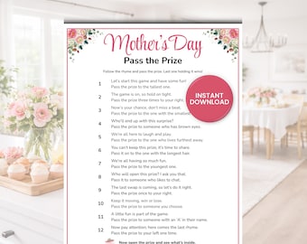 Mother's Day Pass the Prize Game Printable Ice Breaker Game, Family Reunion, Office Party Activity, Pass the Prize Poem, Left Right Game