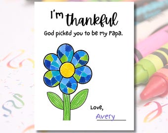 Christian Grandpa Torn Paper Flower Art, Printable Preschool Father's Day Craft, Grandparent's Day, Kids Ministry, Papa, Grandpa Birthday