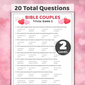 Bible Couples Trivia Game Printable, Christian Valentine’s Bible Trivia for Church Gatherings, Couples Night, Youth Group & Family Events