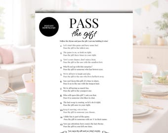Pass the Gift Game Printable Ice Breaker Game,  Family Reunion, Office Party Activity, Pass the Prize Poem for Birthday, Left Right Game