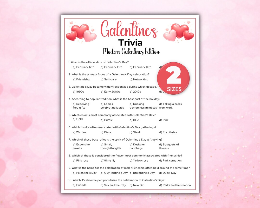 Galentines Trivia Game, Printable Galentine’s Day Party Game, Ladies ...