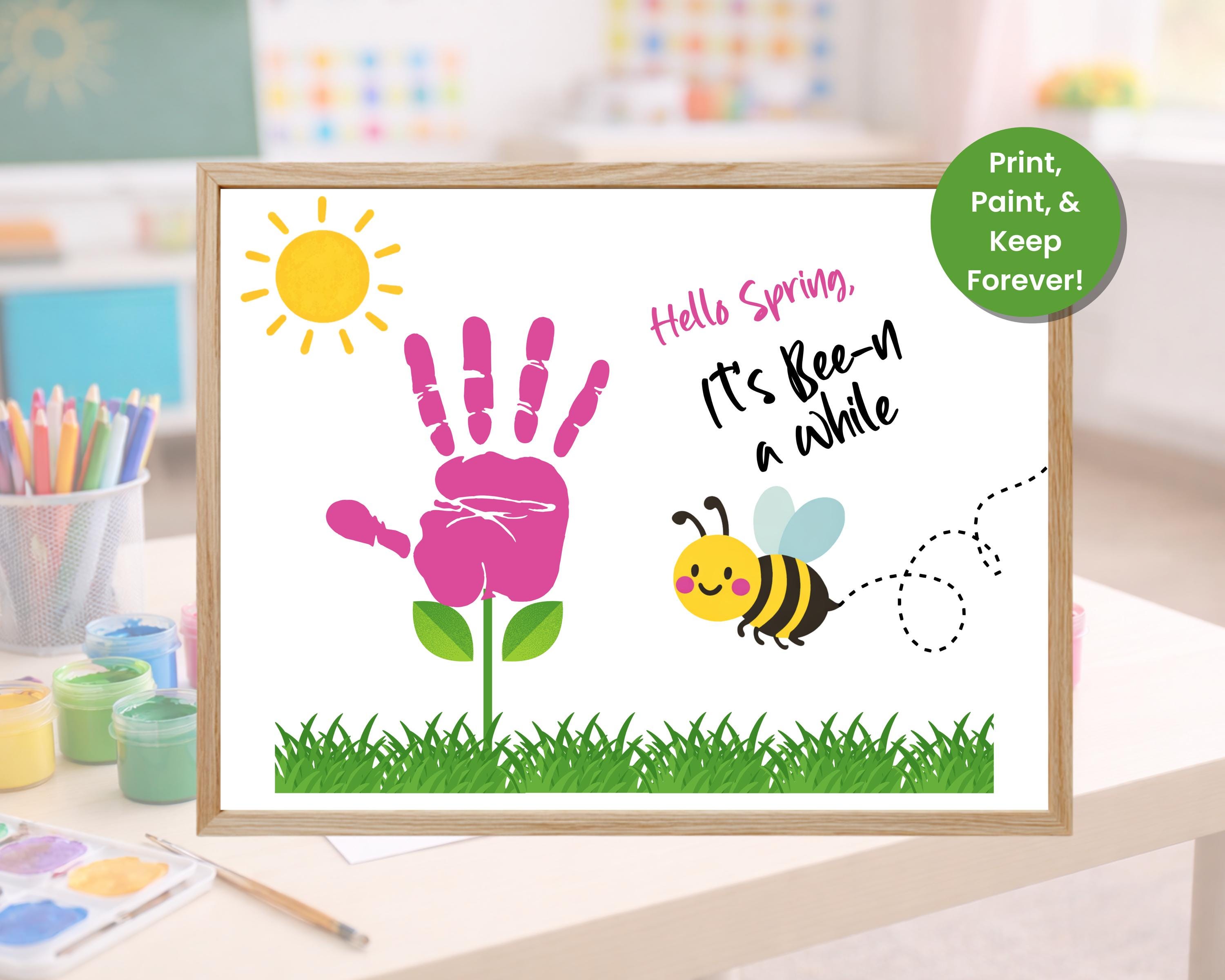 Hello Spring Hand Print Hello Spring Handprint Craft Printable, Kids Spring Keepsake, Fun ...