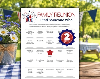 Family Reunion Find Someone Who Bingo Game, Printable Find the Relative Bingo, Reunion Icebreaker Game, Family Reunion Games, Find the Guest