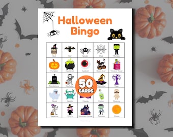 Bingo de Halloween: 50 tarjetas imprimibles, actividad para fiestas infantiles (descarga en PDF)