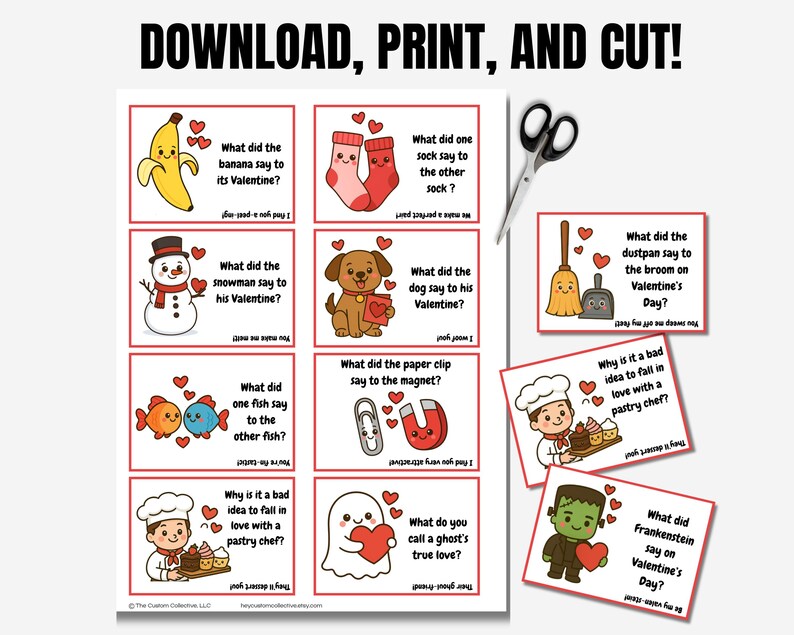 Kids Printable Valentines Jokes for Lunchbox Notes, Funny Valentine ...