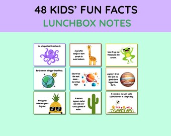 Notas para la lonchera con datos curiosos: Tarjetas de curiosidades sobre animales, el espacio y la naturaleza (Descarga en PDF)