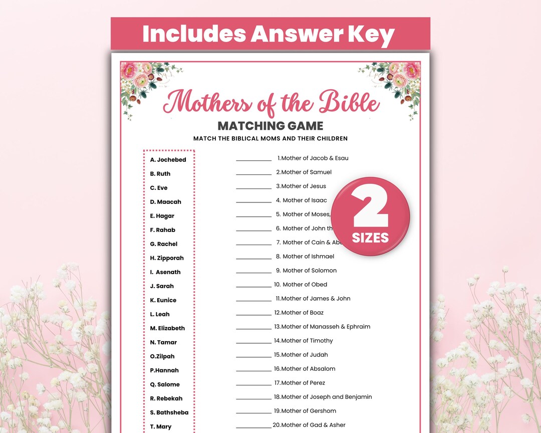 Mothers of the Bible Matching Game Printable, Christian Bible Game ...