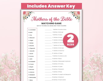 Mothers of the Bible Matching Game Printable, Christian Bible Game, Mother's Day Trivia, Baby Shower Game, Women's Ministry, Bible Study