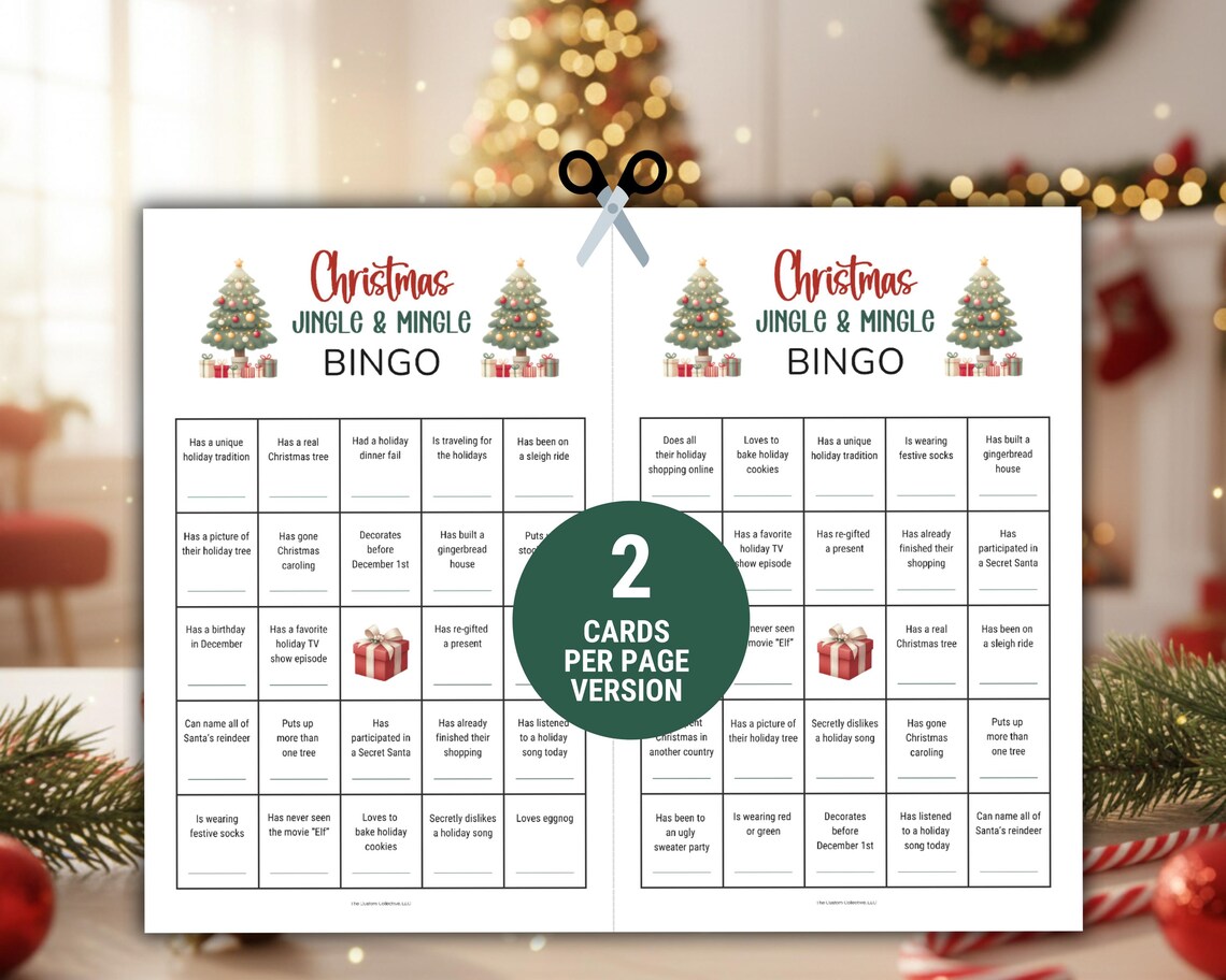 Jingle and Mingle Bingo, Printable Find the Guest Ice Breaker Game ...