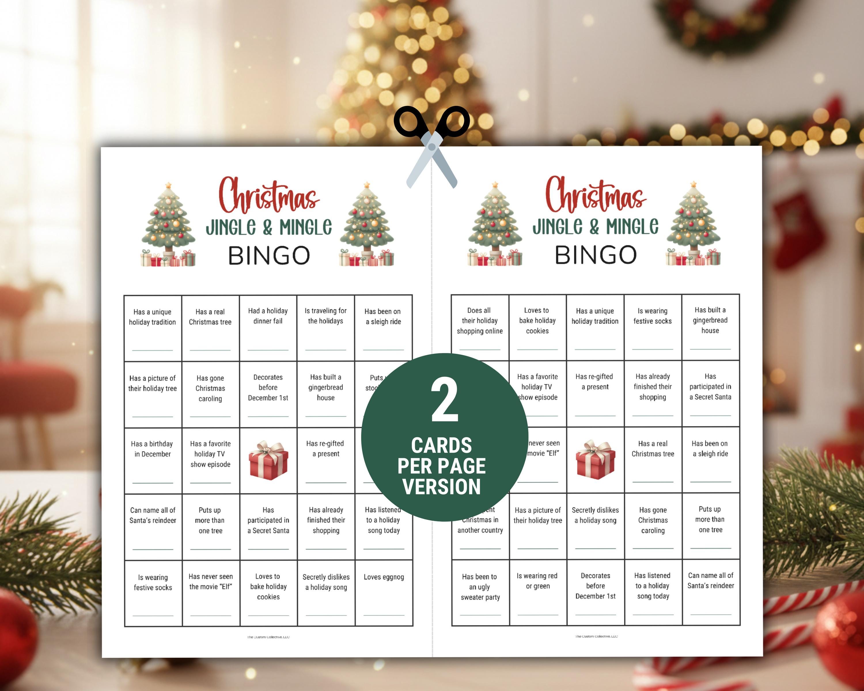 Jingle and Mingle Bingo, Printable Find the Guest Ice Breaker Game ...