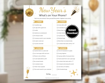 Whats on Your Phone Printable New Years Eve Game, Whats In Your Phone Activity, Family Reunions Games, Office Parties, Ice Breaker Games