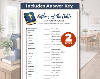 Fathers of the Bible Matching Game Printable, Christian Bible Game, Father's Day Trivia Game, Bible Study, Sunday School Bible Activity, PDF