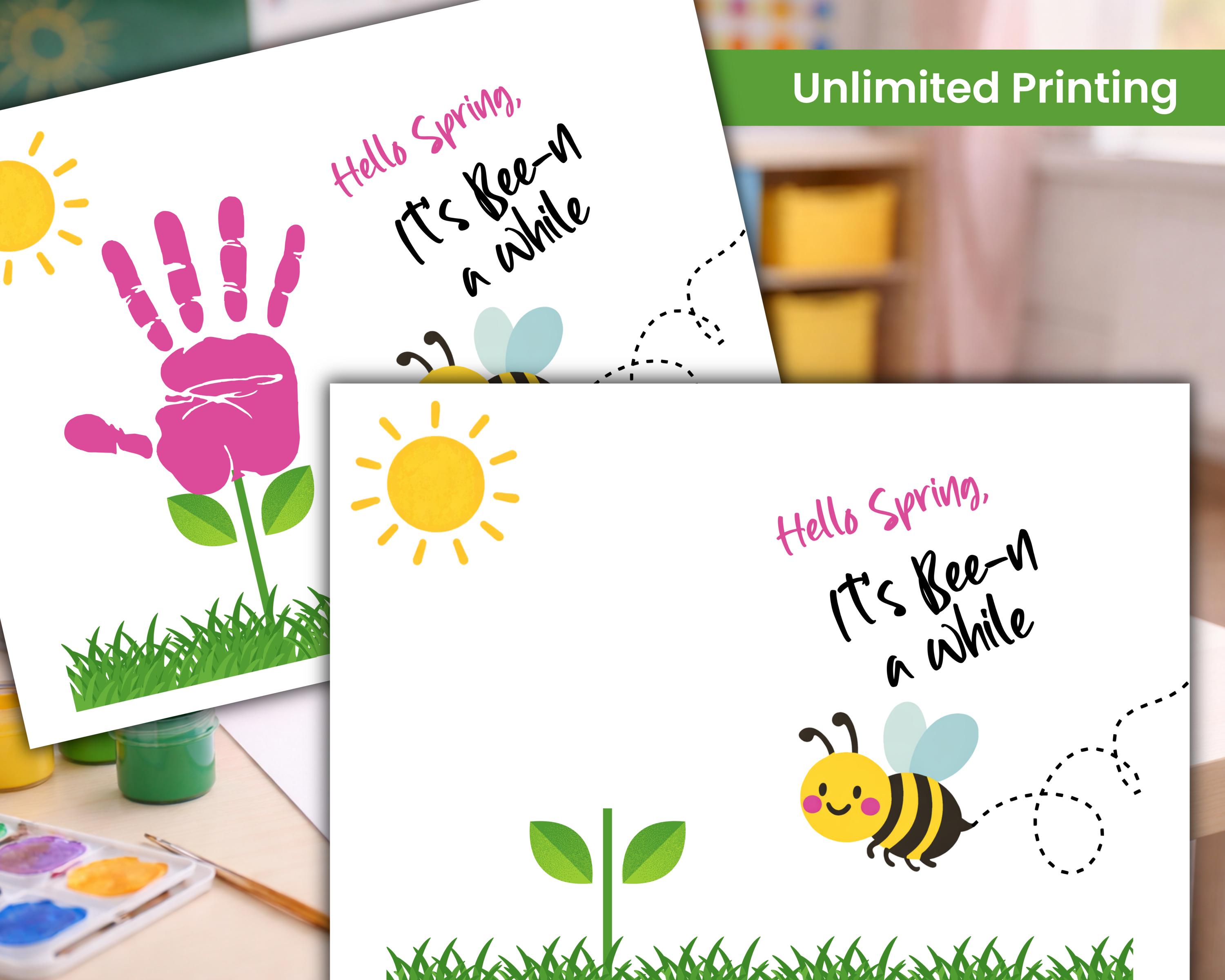 Hello Spring Hand Print Hello Spring Handprint Craft Printable, Kids Spring Keepsake, Fun ...