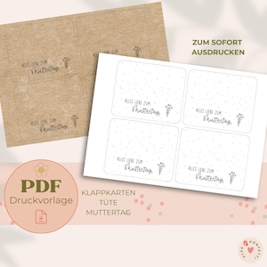 Tütenverschluss Muttertag Printable | PDF Druckvorlage für Geschenktüten | Etikett zum Ausdrucken | Klappkarte DIY | Sofort-Download