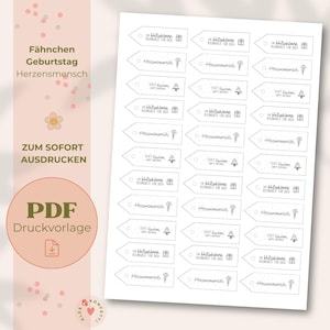 Puede incluir: Etiquetas de regalo imprimibles con un diseño en blanco y negro. Las etiquetas presentan una pequeña caja de regalo, un pastel y el texto "bitzekleine Kleinigkeit für dich" y "Herzensmensch".