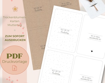 Dried Flower Mother's Day Card | PDF Printable Template | DIY Card with Insert for Flowers | Printable Gift Idea | Download